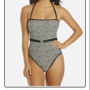 Michael Kors Black and White One Piece Swimsuit with Animal Print